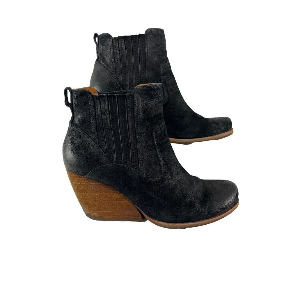 Kork-Ease Black Suede Wedge Heeled Boots Women's Size 8.5